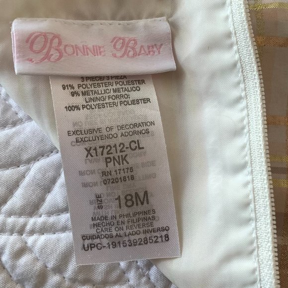 BONNIE BABY Infant Dress, Pastel Pink Plaid, Size: 18 mo. - Picture 5 of 6
